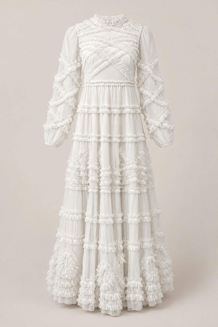 Sinead Dress in Ivory Gilded Tulle