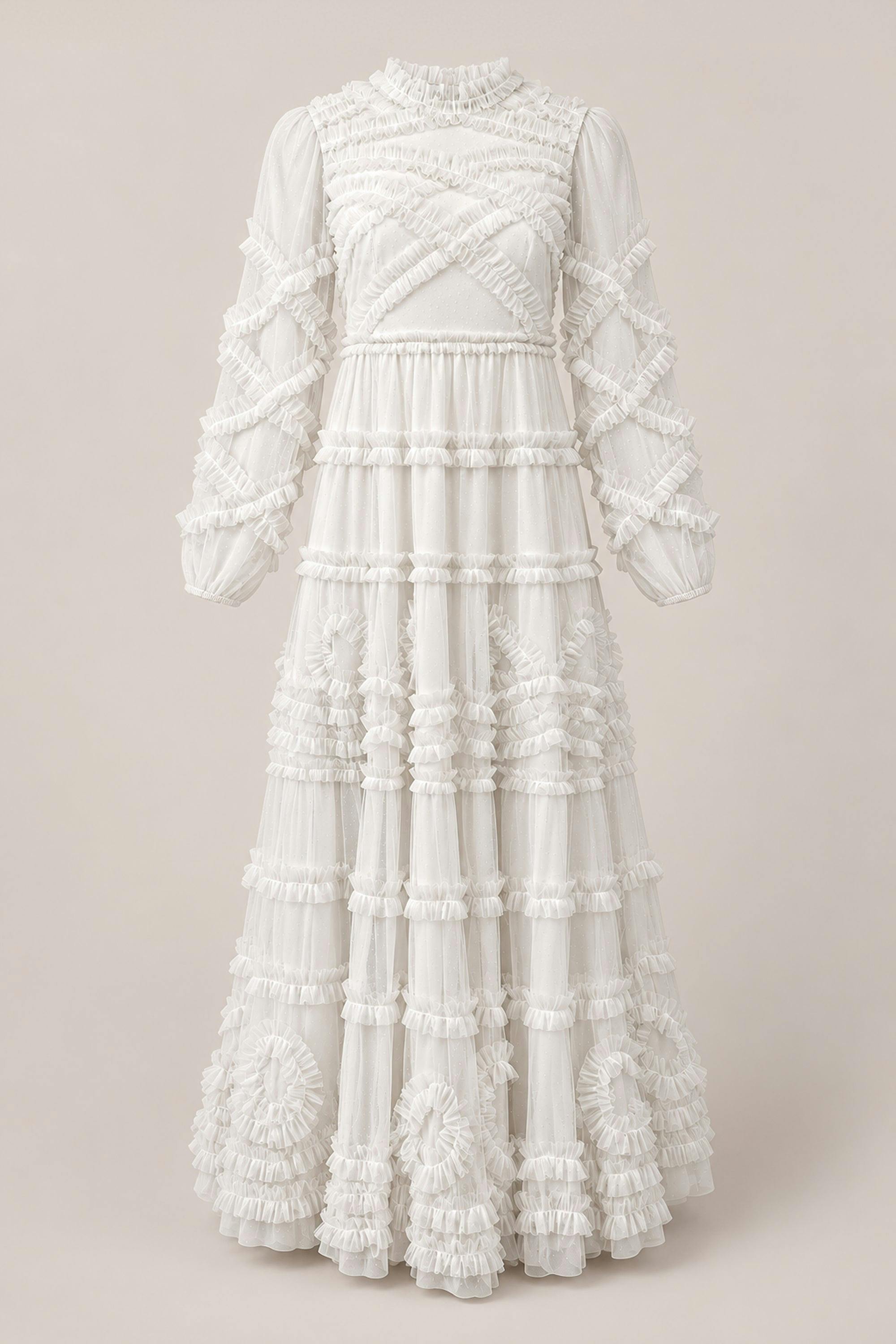 Sinead Dress in Ivory Gilded Tulle