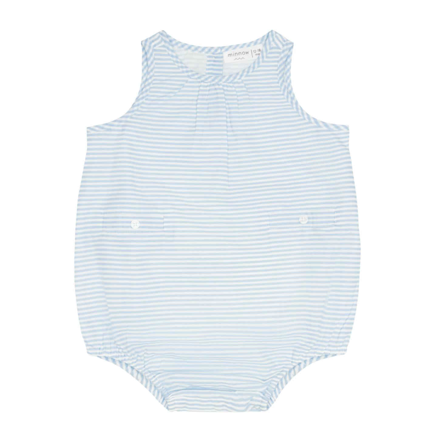 baby powder blue stripe bubble romper