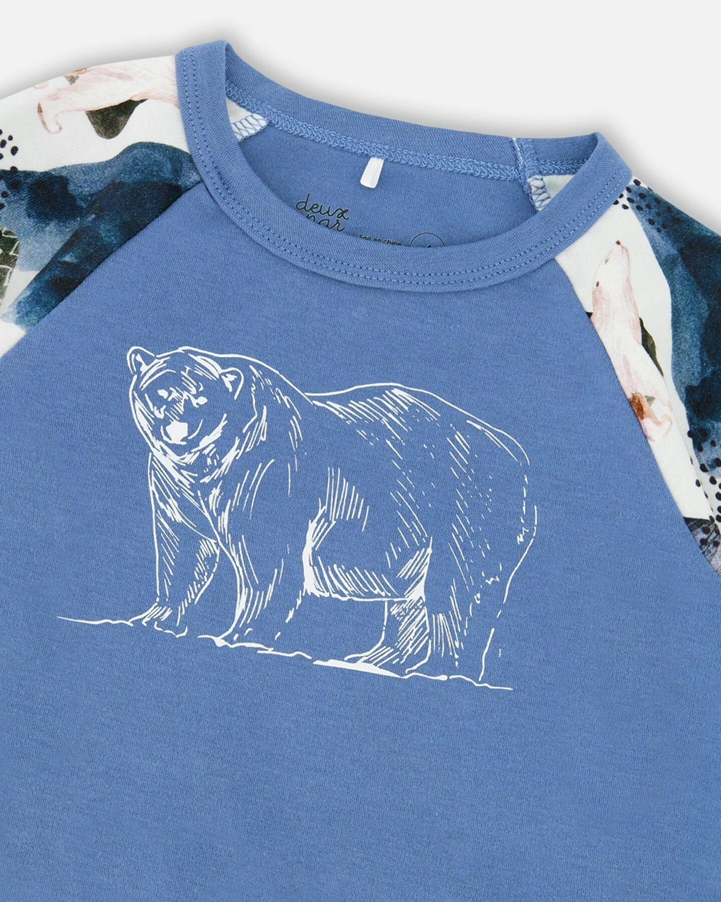 Two-Piece Organic Cotton Pajama Set White Bear Print