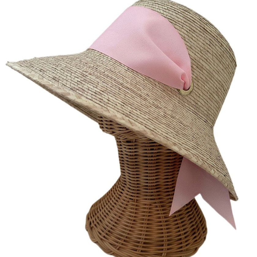 Clematis Bucket Hat (PreOrder Shipping June 15th) - Wide & Short Light Pink Grosgrain Ribbon