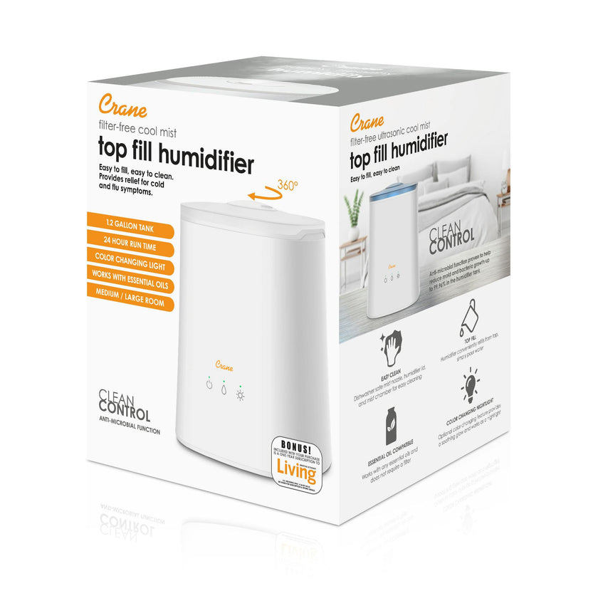 1.2 Gal. Cool Mist Top Fill Humidifier & Aroma Diffuser for Medium to Large Rooms