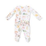 Camping Pink - 2 Way Ruffle Back Zipper Footie