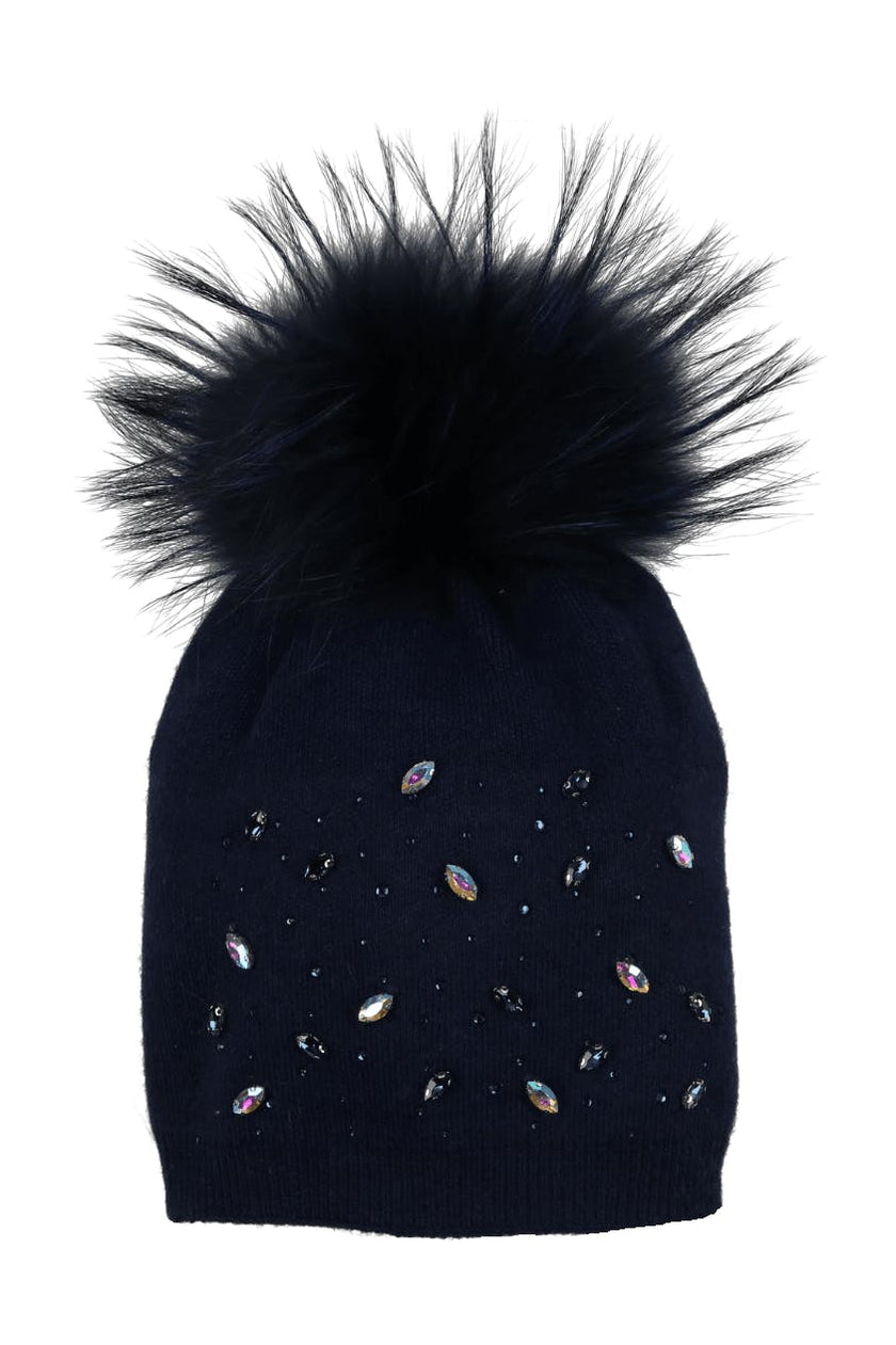 Rhinestone Embellished Hat (Snap On Pom Sold Separately)