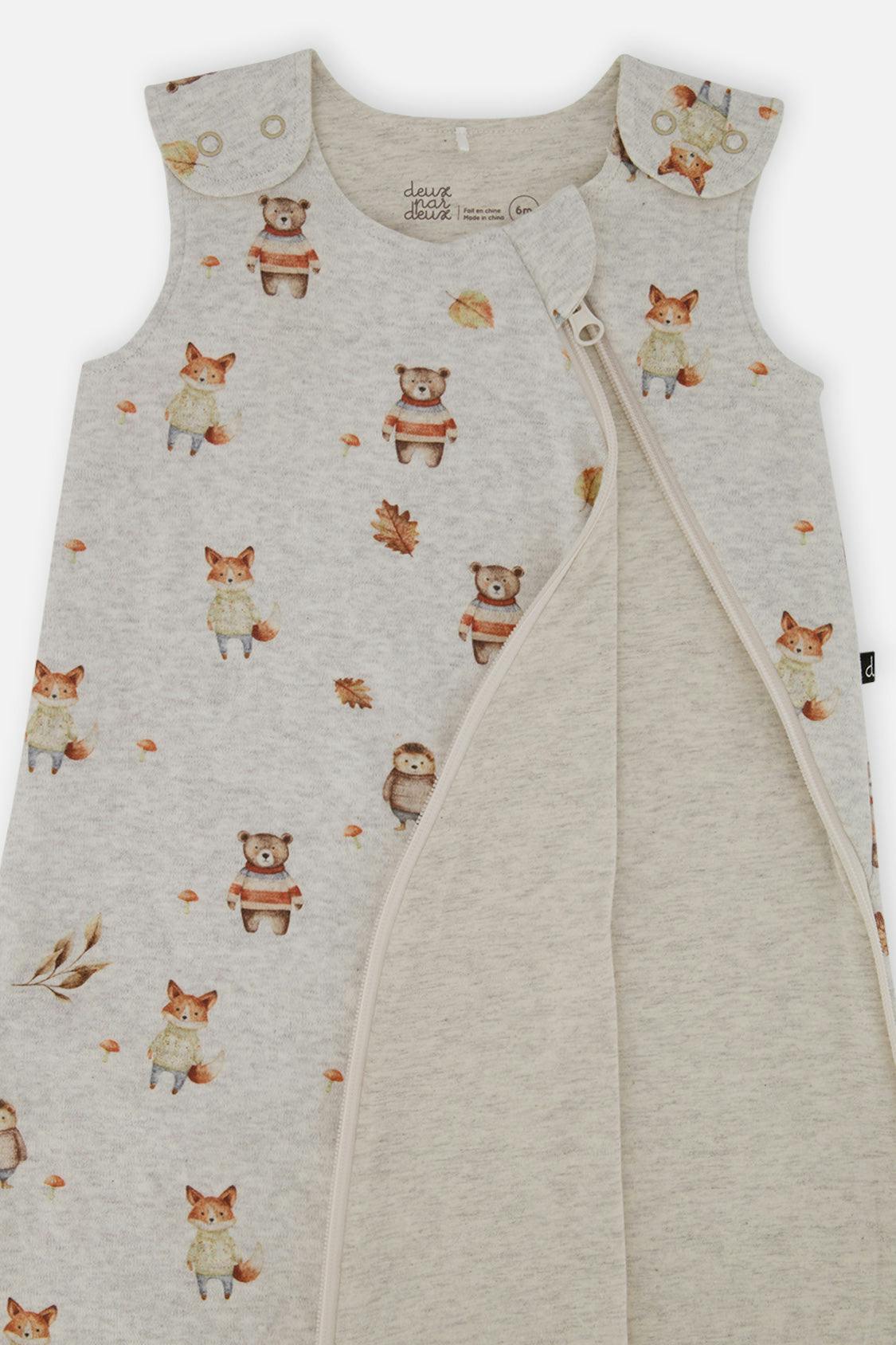 Organic Cotton Sleep Sack Beige Animal Print