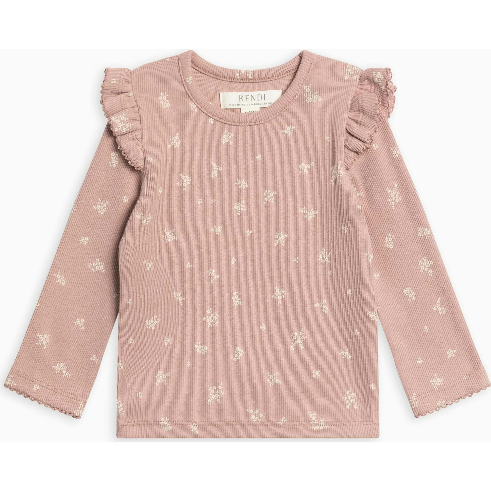 Rina Ribbed Ruffle Long Sleeve Top