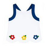 Knit Top With Scallop Hem And Flowers