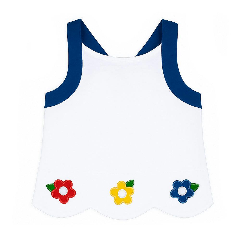 Knit Top With Scallop Hem And Flowers
