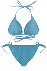 Teen Two-Piece Swimsuit, Mini Triangle & Bikini - Waffle Blue