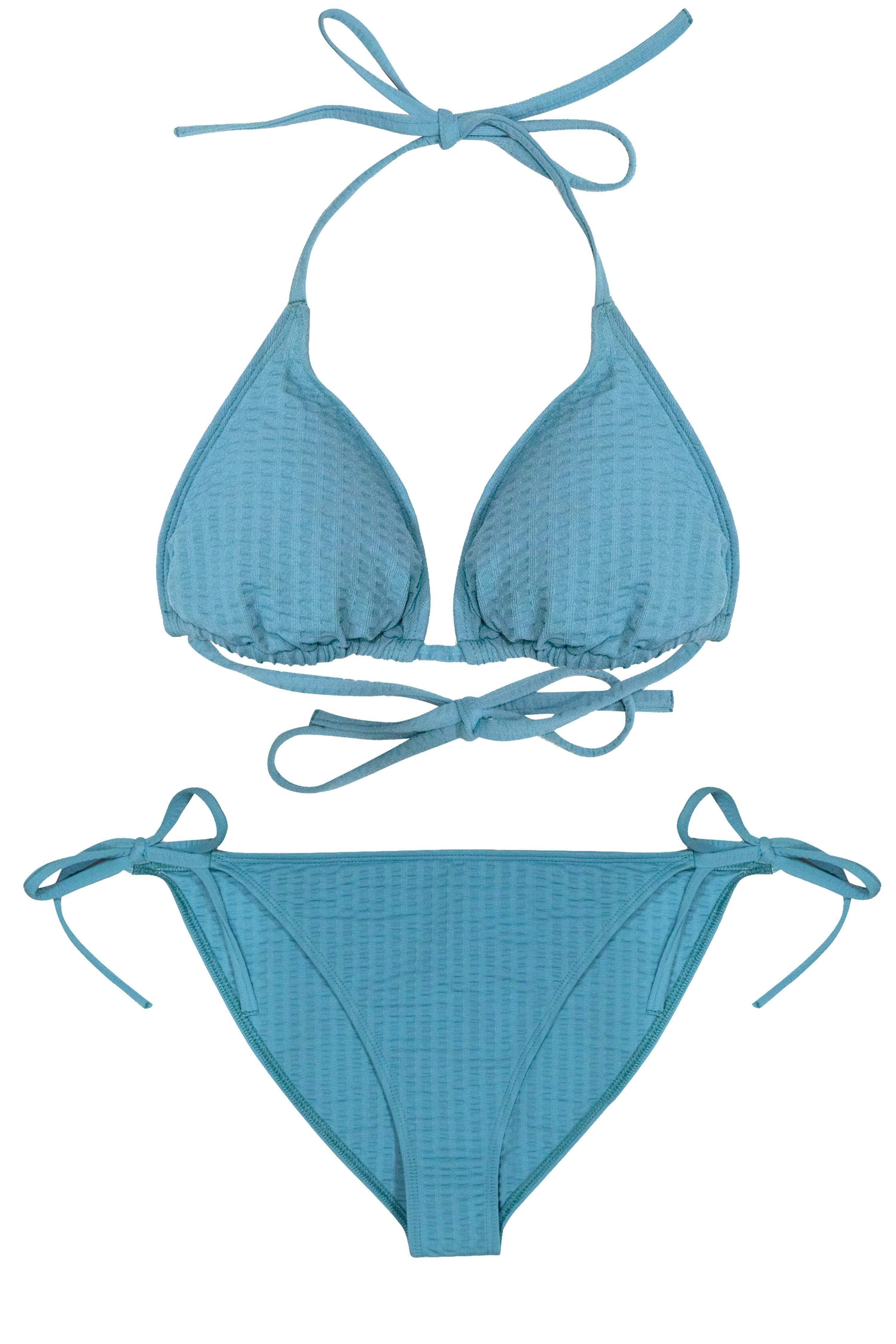 Teen Two-Piece Swimsuit, Mini Triangle & Bikini - Waffle Blue