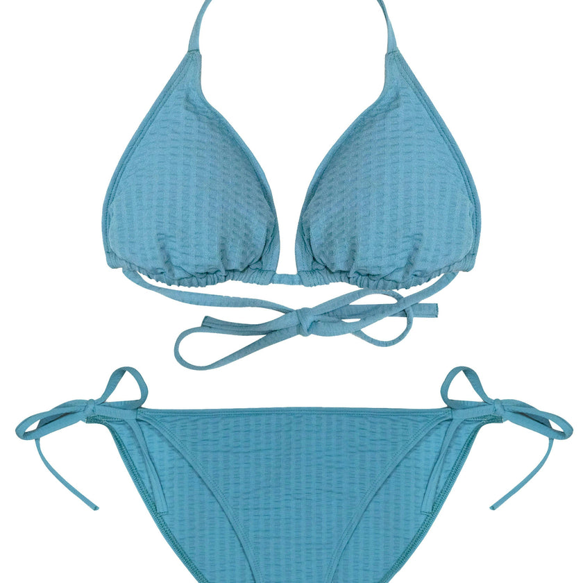 Teen Two-Piece Swimsuit, Mini Triangle & Bikini - Waffle Blue