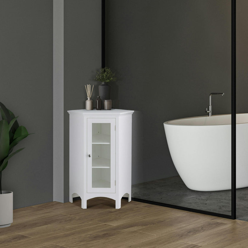 Madison Wooden Corner Floor Cabinet with Glass Door