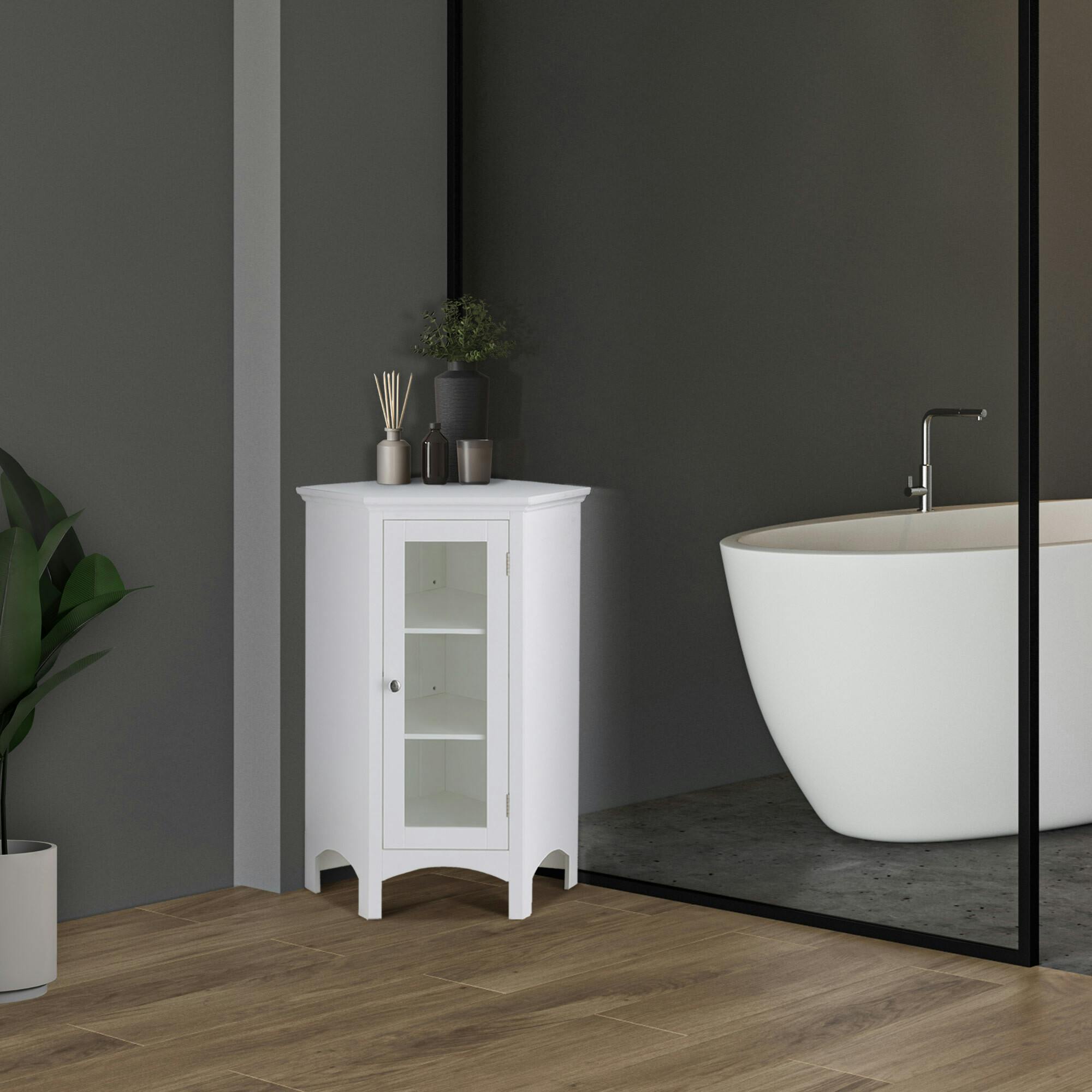 Madison Wooden Corner Floor Cabinet with Glass Door