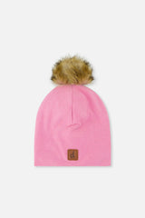 Jersey Hat With Pompom Pink