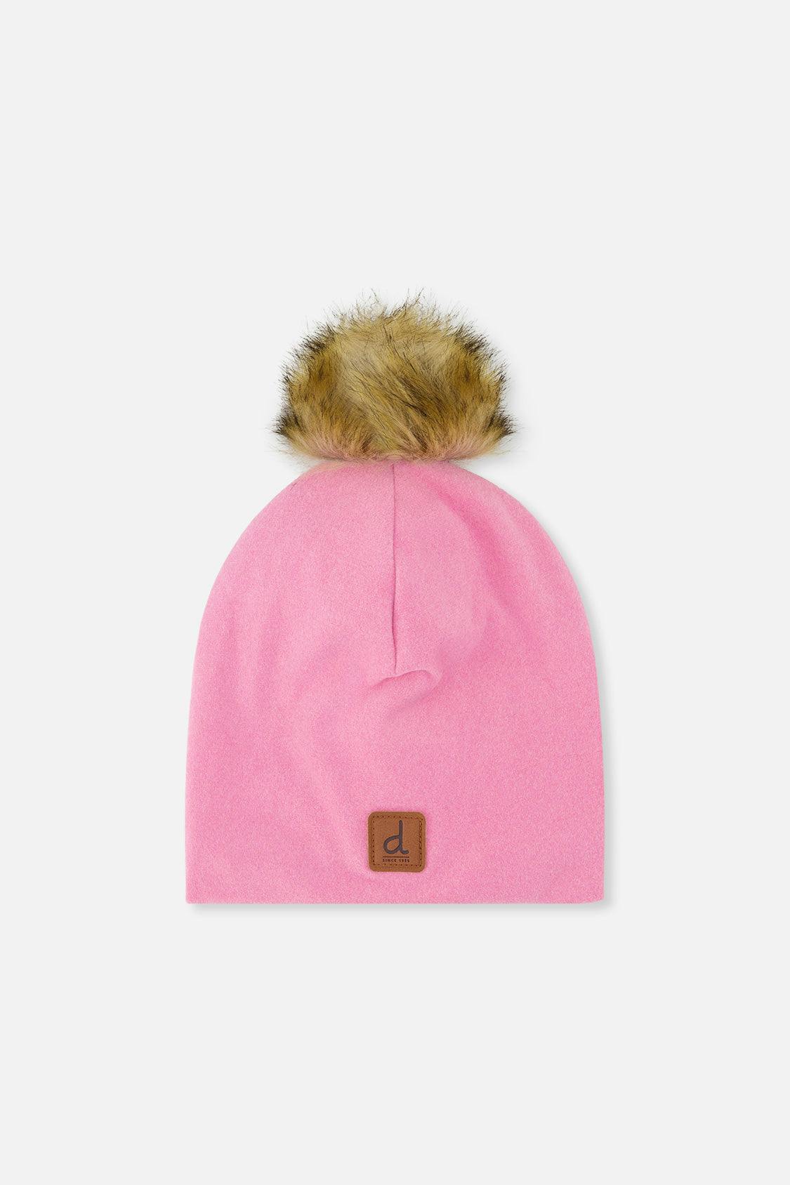 Jersey Hat With Pompom Pink