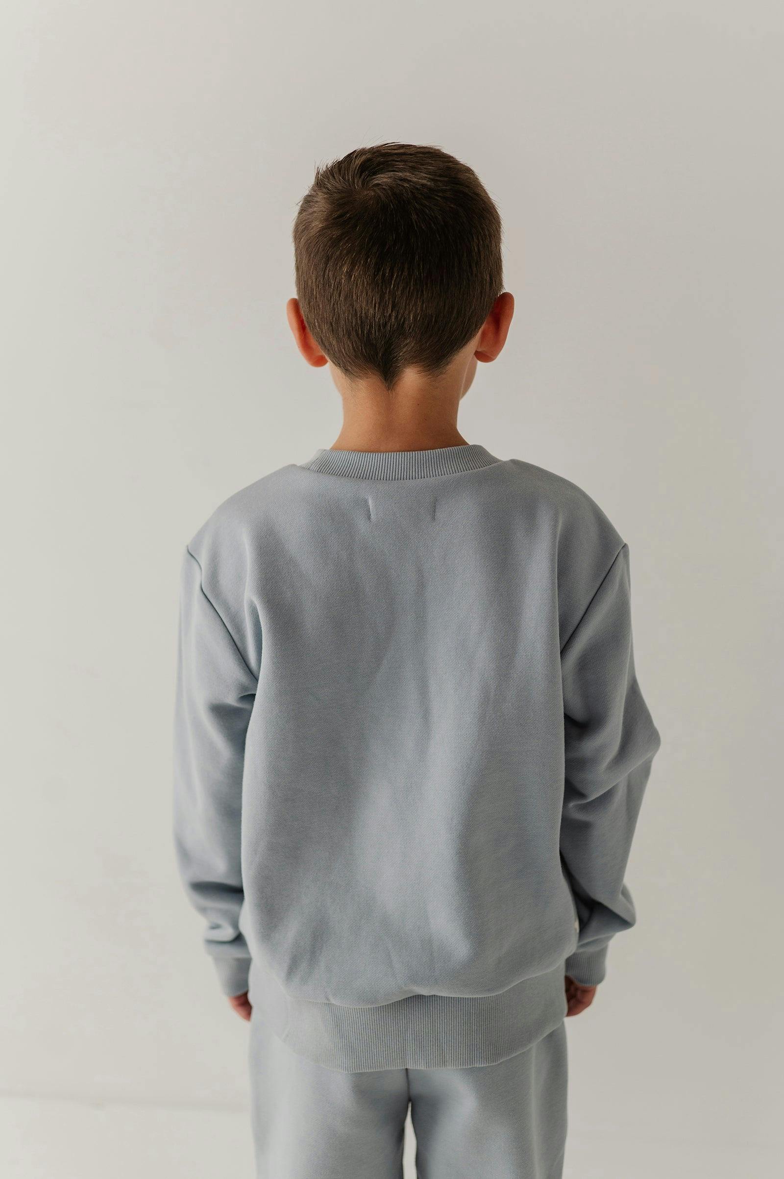 Boys Dario Graphic Sweatshirt in Blue Fog