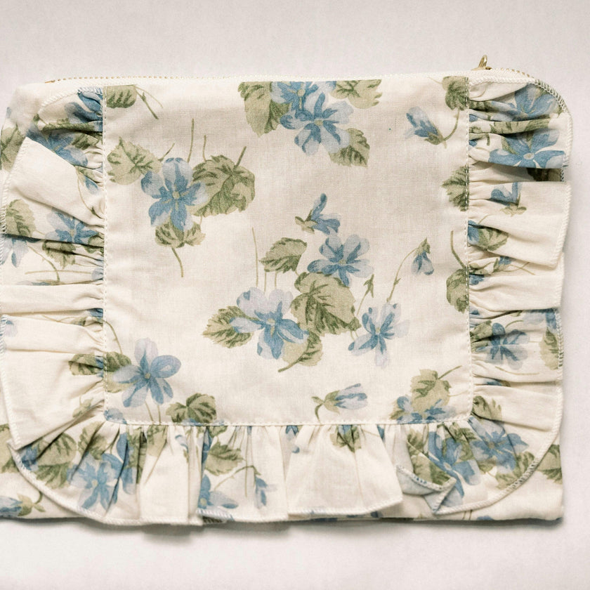 Cornflower Lane Timeless Floral Ruffle Zipper Pouch