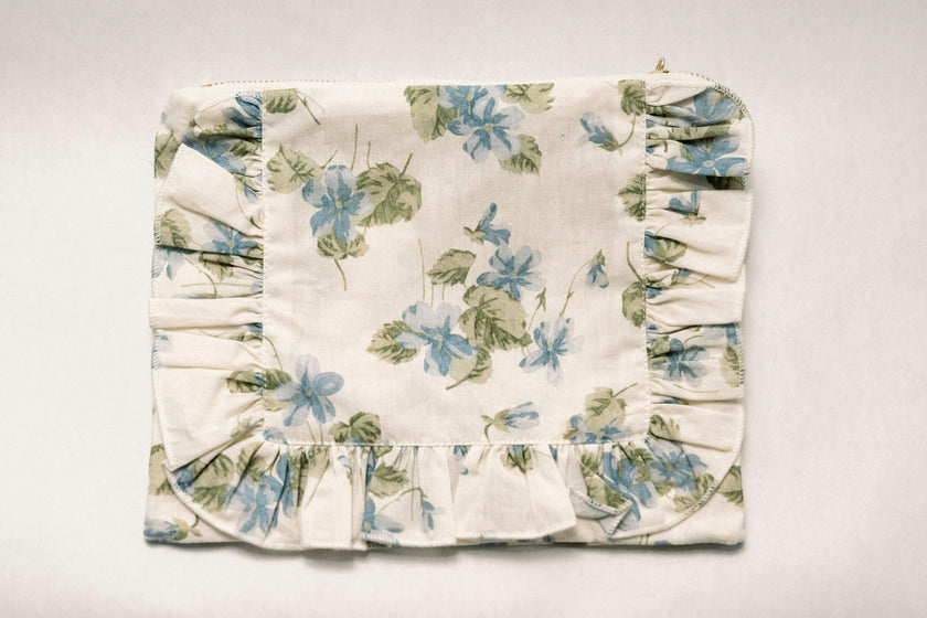 Cornflower Lane Timeless Floral Ruffle Zipper Pouch