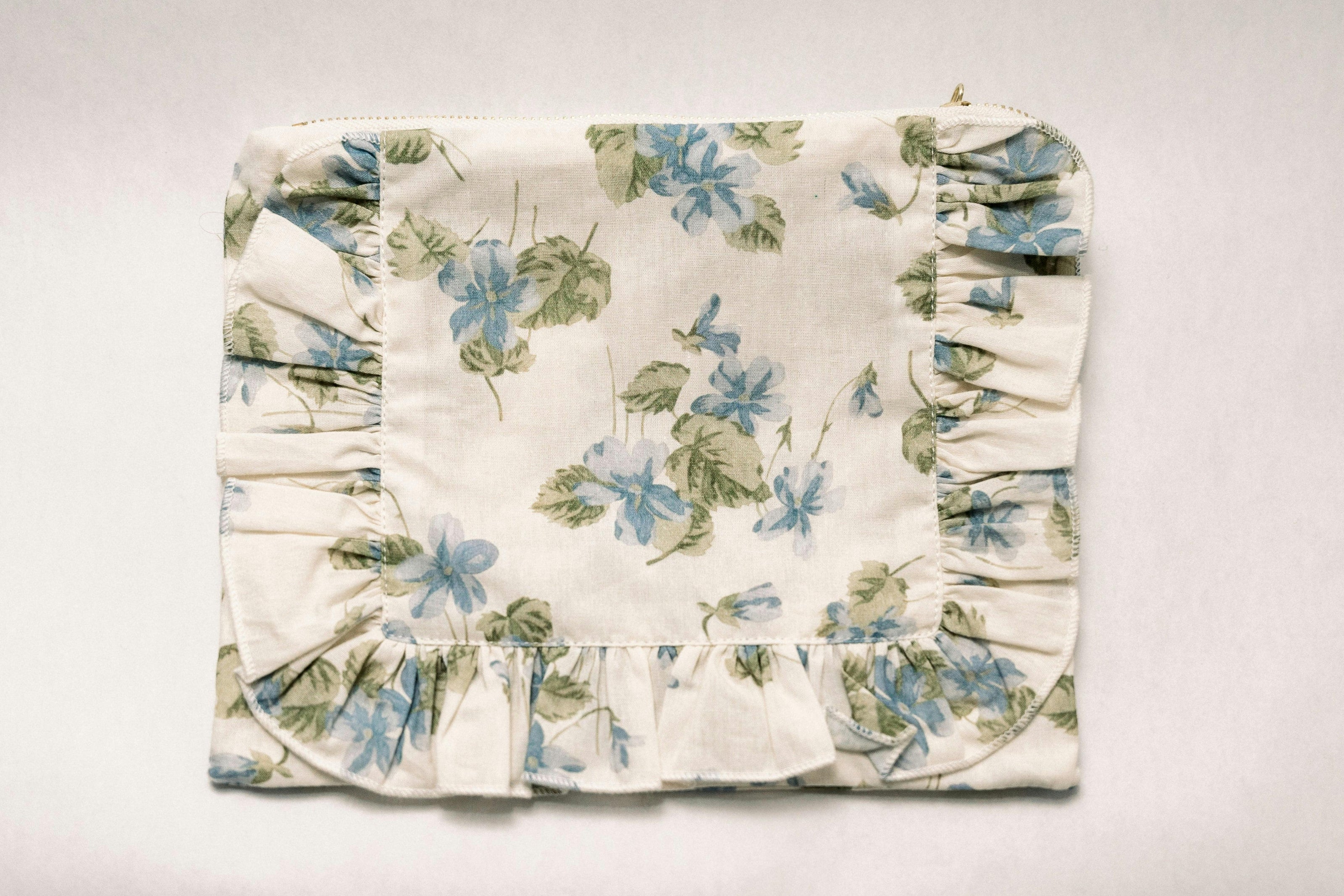 Cornflower Lane Timeless Floral Ruffle Zipper Pouch
