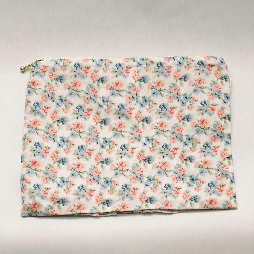 April Posies Timeless Floral Ruffle Zipper Pouch