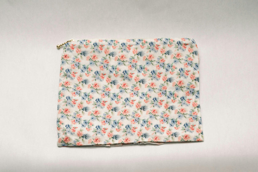 April Posies Timeless Floral Ruffle Zipper Pouch