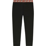 Wrap-Around Floral Print Contrast Waistband Leggings