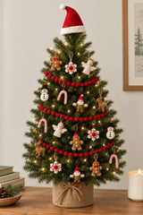 24 Piece Set- Iconic Christmas Mini Tabletop Tree Set- Hand Felted Wool