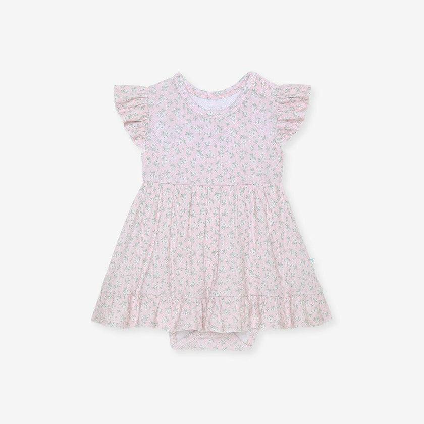 Andina Rose Pointelle Ruffled Bodysuit Dress