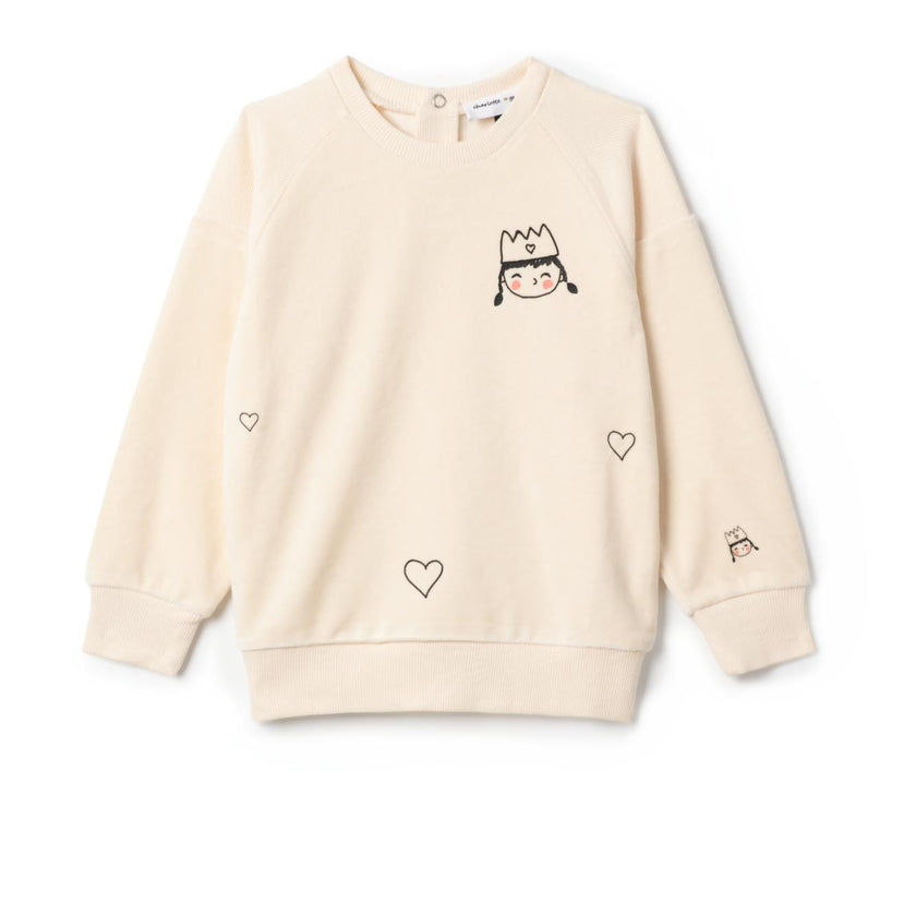 Princess Print Sweatshirt Cream