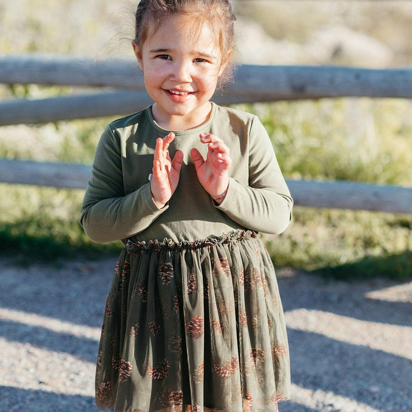 Pinecone Cotton Stretch Long Sleeve Ballet Dress