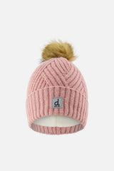 Winter Knit Hat with Pompom Pale Dusty Pink