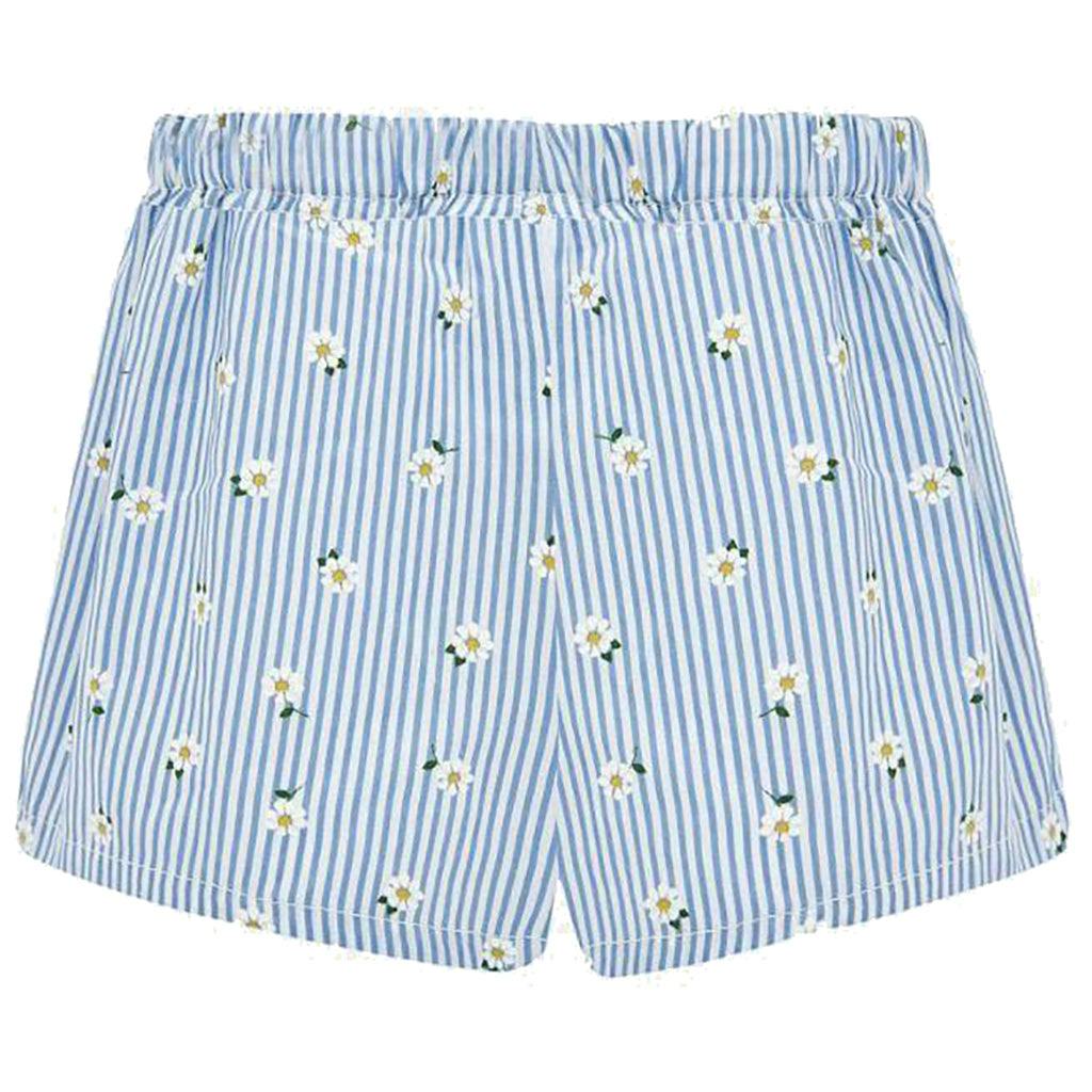 Blue Striped Daisy Shorts