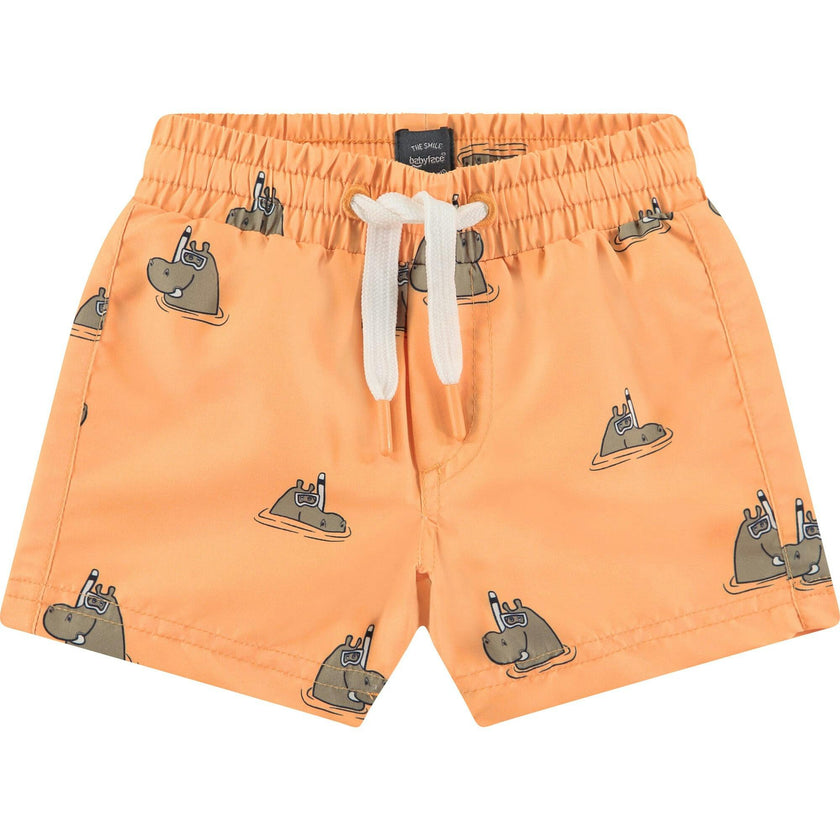 All-Over Swimming Graphic Print Swim Trunks