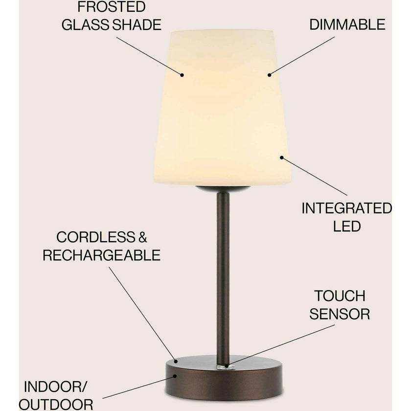Carson 12.75" Modern Minimalist Iron Rechargeable Integrated LED Table Lamp