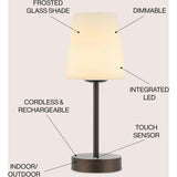 Carson 12.75" Modern Minimalist Iron Rechargeable Integrated LED Table Lamp