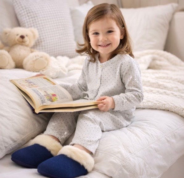 Kids Genuine Alpaca Fur Slippers | Handmade in Peru | Naturally Hypoallergenic | Midnight Navy