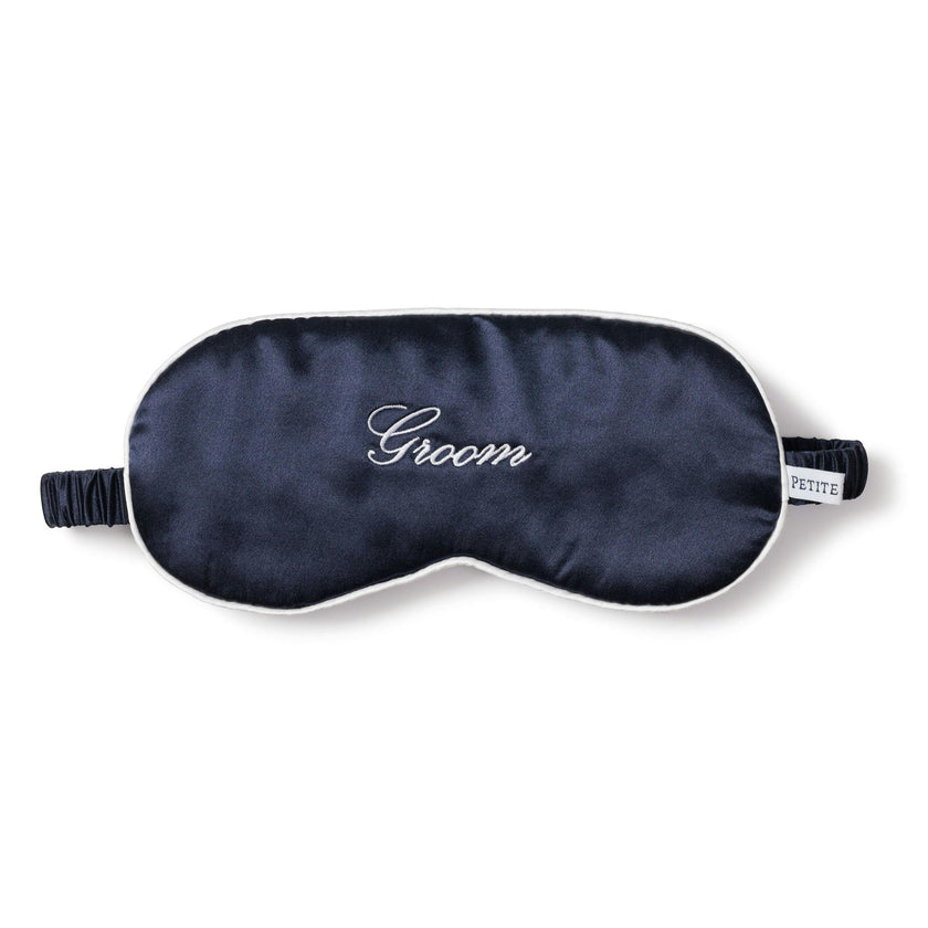 Men's Silk 'Groom' Sleep Mask in Navy