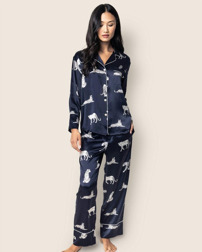 Women's Silk Pajama Set in Panthère de Nuit