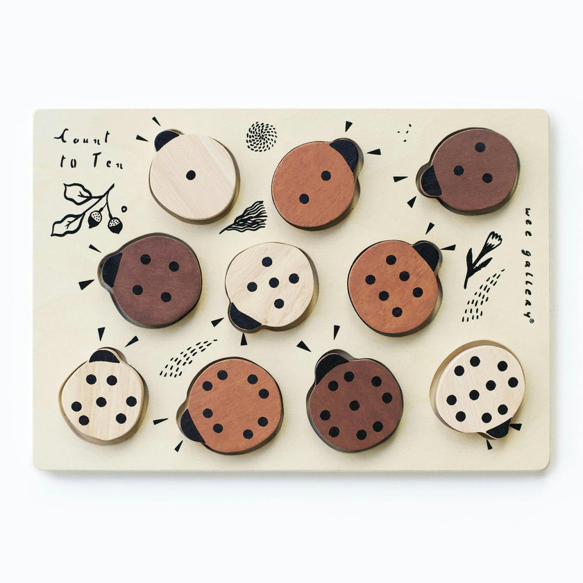 WOODEN TRAY PUZZLE - COUNT TO 10 LADYBUGS