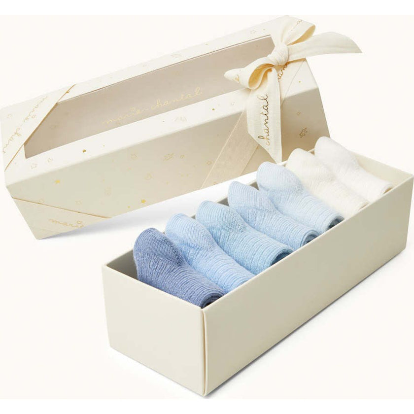 Bijou Set Of 7 Socks - Blue
