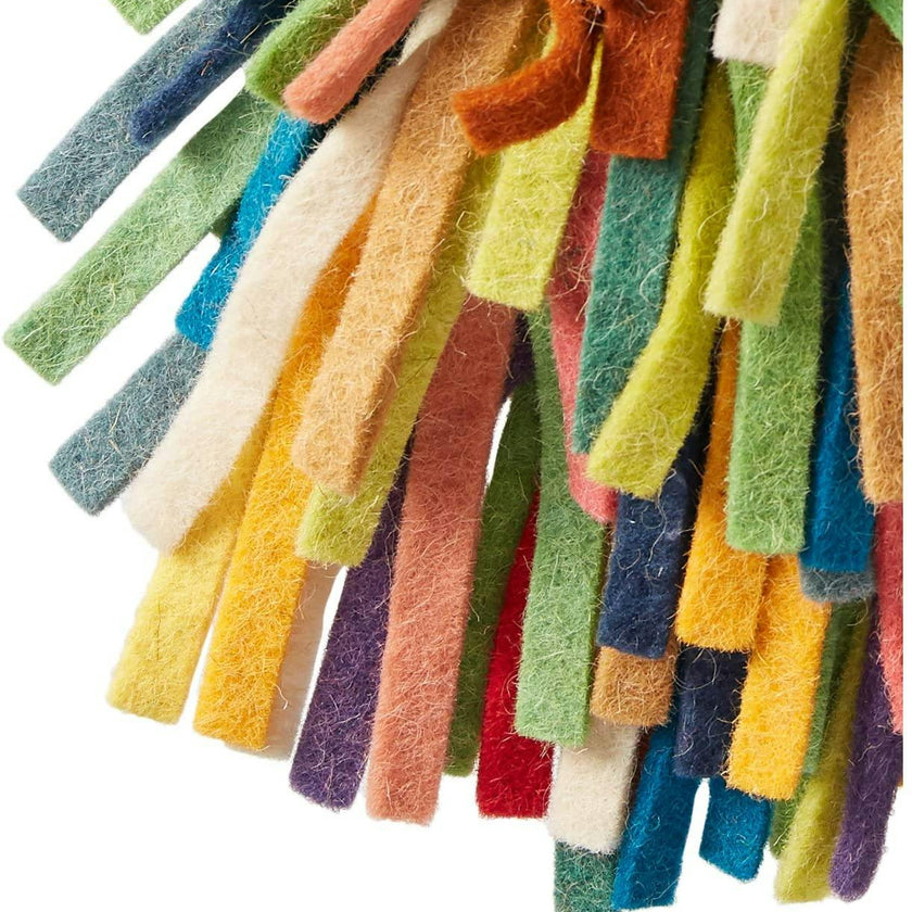 Handmade Hand Felted Wool Christmas Tree Topper - Multicolor Fringe Arcadia Home