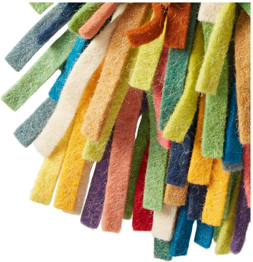 Handmade Hand Felted Wool Christmas Tree Topper - Multicolor Fringe