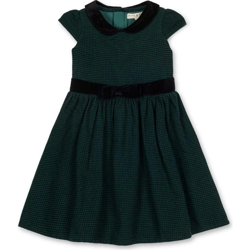Organic Flutter Sleeve Peter Pan Collar Party Dress, Green