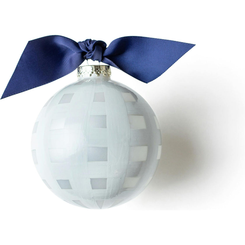 Welcome Baby Boy Gingham Glass Ornament