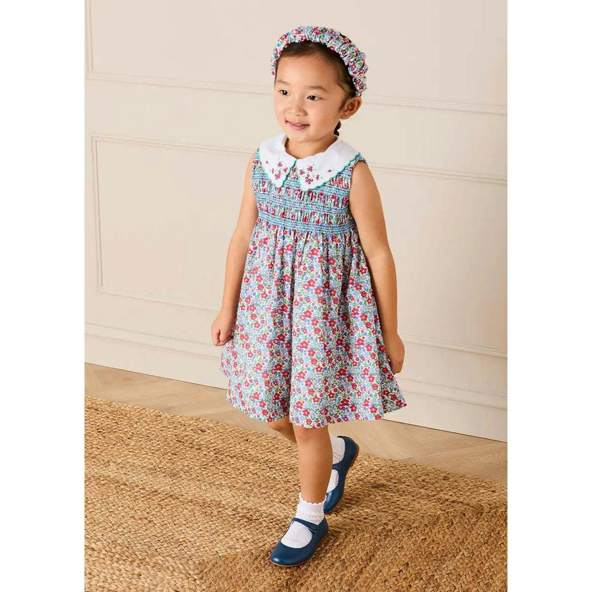 Emilia Floral Embroidered Collar Sleeveless Dress in Red (12mths- 10yrs)