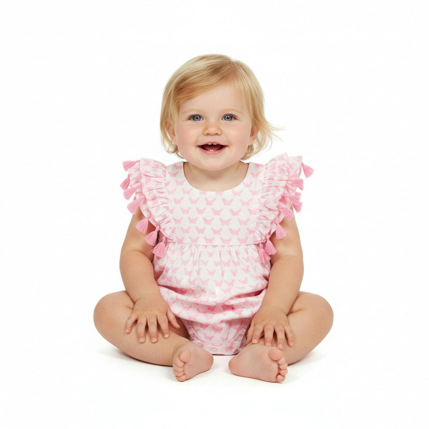 Anna Baby Romper Pink Butterfly, Pink Butterfly