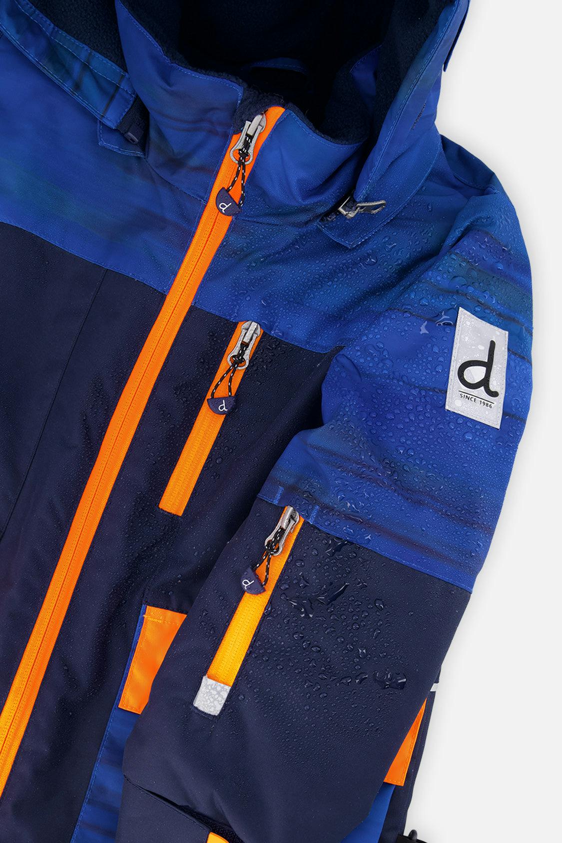 Two Piece Play Snowsuit Navy Blue and Orange with Blue Pants