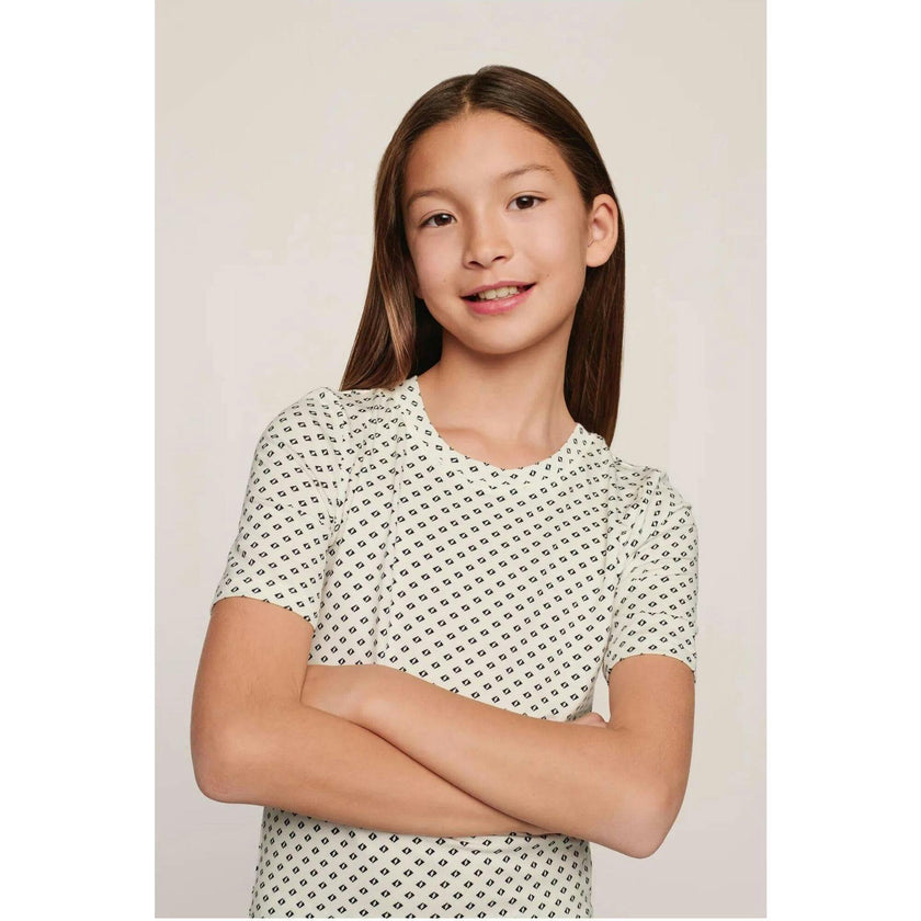 Kids Printed TENCEL™ Modal Unisex Short PJ Set, White
