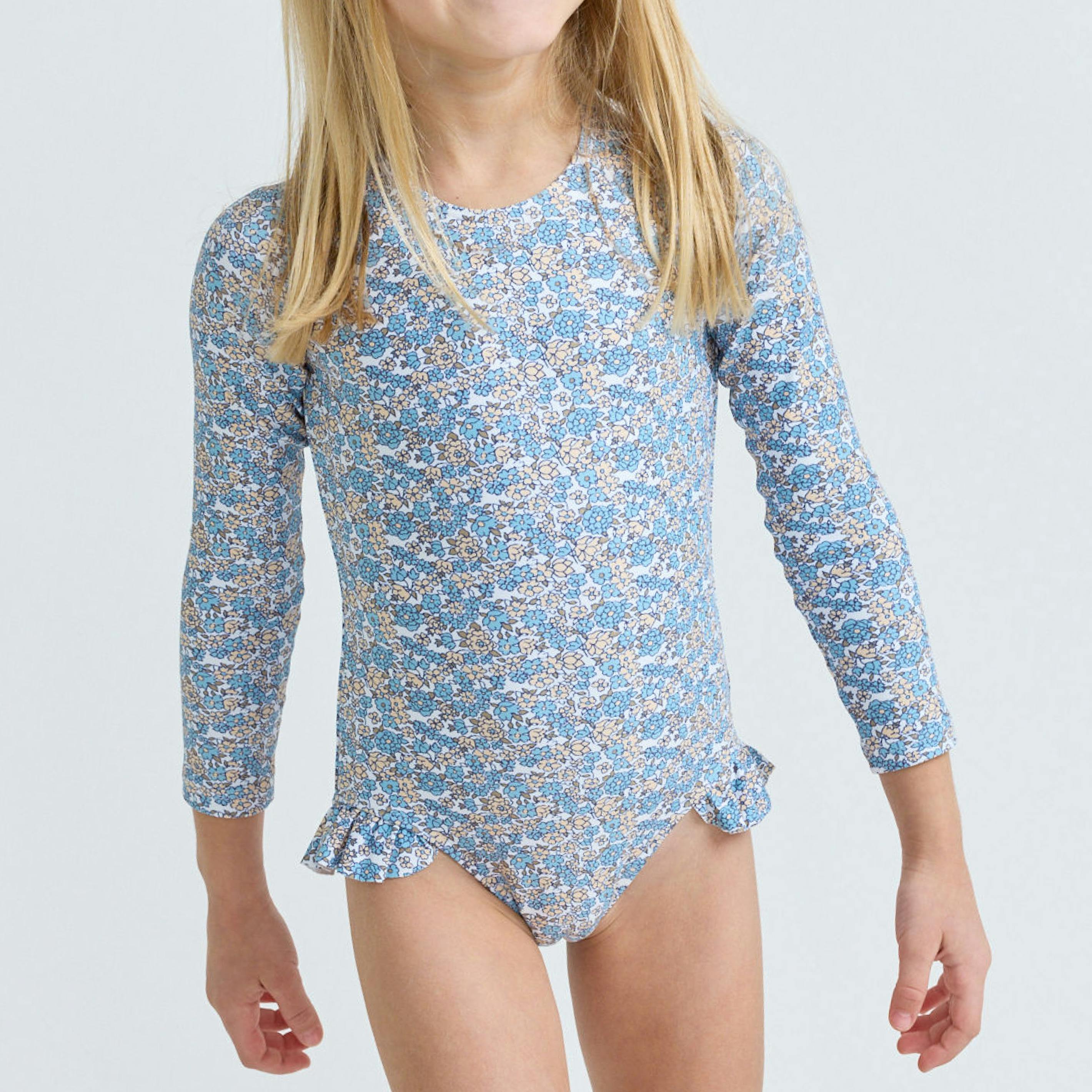 girls original slate floral rashguard one piece