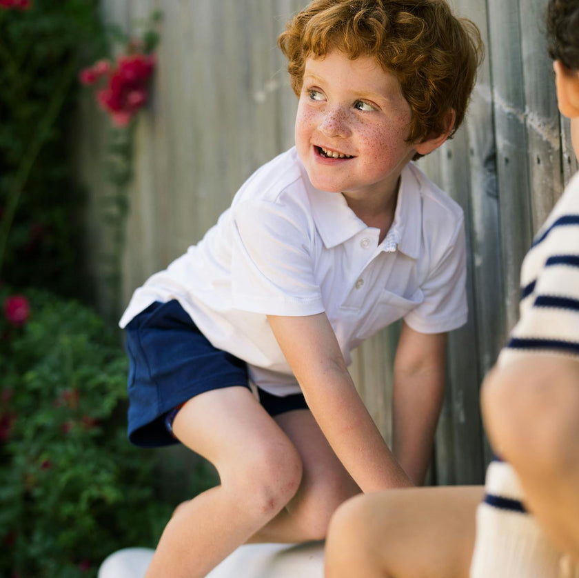 boys white cotton polo